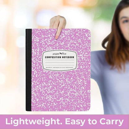 Paper Rite Assorted Marble Composition Notebook Wide Ruled (9.75x7.5 in), 100 Sheets | 200 Pages | For School, Office, Students, Teachers (2, Blue & Pink)