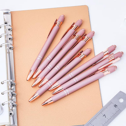 8 Pack Rose Ballpoint Pen with Stylus Tip Stylus Pens | Metal Stylus Pens for Touch Screens, 1.0 mm Black Ink - color: 8 Pack-Rose Gold