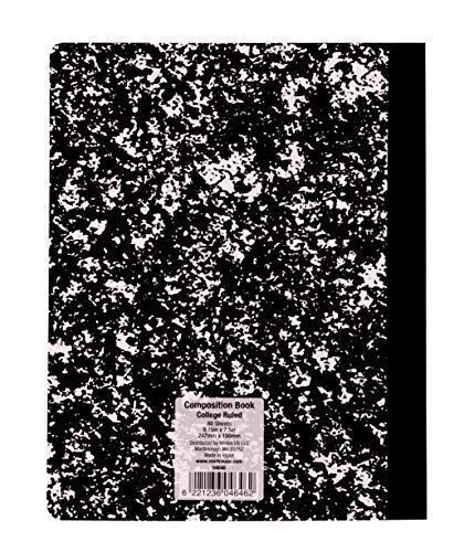 Mintra Office Composition Books - Sturdy Flexible Cover (4 Pack, Black Marble Comp - College Ruled) - color: Black Marble Comp - College Ruled, size: 4 Pack