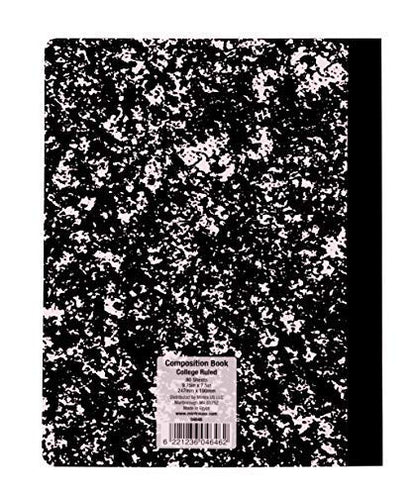Mintra Office Composition Books - Sturdy Flexible Cover (4 Pack, Black Marble Comp - College Ruled) - color: Black Marble Comp - College Ruled, size: 4 Pack