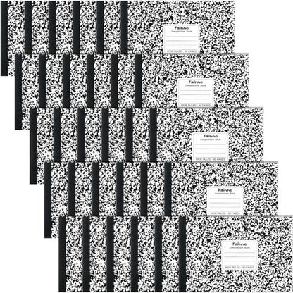 Fainne 30 Pack Composition Notebooks Half Size 4-7/8 x 7-1/2 Inches Wide Ruled Half Page Composition Notebook for Journal School Classroom Supplies 40 Sheet(Black,Snowflake Style) - color: Black, style: Snowflake Style