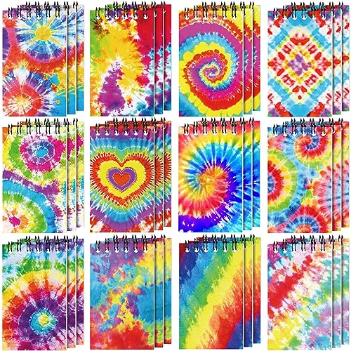 Zhanmai 36 Pcs Mini Spiral Tie Dye Notebooks Multicolor Style Pocket Notepads Blank Notebooks Journal Mini Memo Pads for Tie Dye Birthday Pastel Art Party Favors Gift Supplies - style: Tie Dye