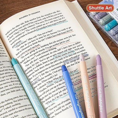 Shuttle Art Bible Highlighters and Pens No Bleed, 12 Dusty Colors Gel Highlighters No Bleed Through, Bible Journaling Supplies, Great for Journaling Highlighting and Studying - color: 12 Dusty Colors