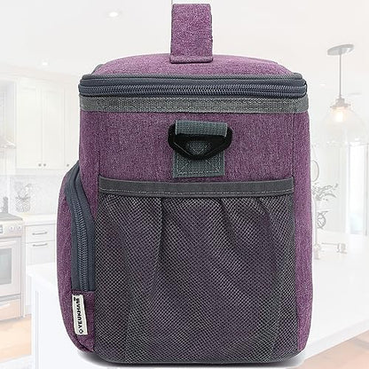 GYEUKHAM Unisex Insulated Lunch Bag, Purple, 10.2" x 7.5" x 9" - color: Purple