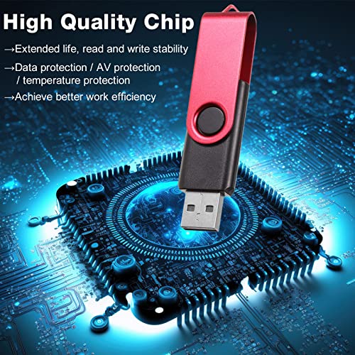 50 Pack 256MB USB 2.0 Flash Drives Bulk with Lanyards Portable USB Thumb Drives Swivel with LED Light Swivel Flash Drive for Office School Data Storage Backup