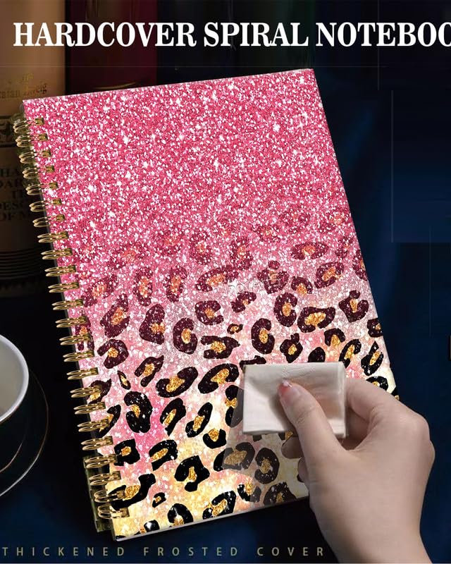 Spiral Journal Notebook,A5 Hardcover Lined Journals for Women Girl 6 x 8.3 in,120 Pages Thick Paper,Cute College Ruled Writing Notebook for Gifts Office Work School(Luxury Pink Leopard) - color: Luxury Pink Leopard
