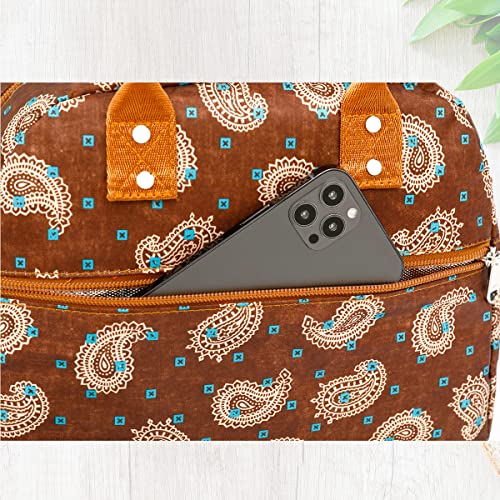 FlowFly Insulated Lunch Bag With Shoulder Strap for Women, Men, and Kids, Large and Reusable, Handle, Freezable Work and School Travel Tote and Meal Prep Organizer,Cashew - color: Cashew