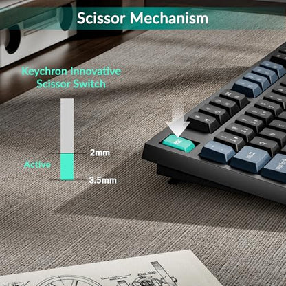Keychron B31 Wireless Silent Keyboard, 75% Layout Quiet Typing Custom Programmable, 2.4 GHz/Bluetooth/Wired Ergonomic Support Compatible for Mac Windows Linux - Deep Black