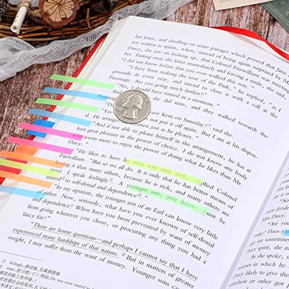 Zonon 4500 Pcs Removable Highlighter Tapes Text Highlighter Strips Transparent Sticky Note Tabs Neon Page Marker Index Tabs for Book Annotating Bible Study Aesthetic Office School Supplies