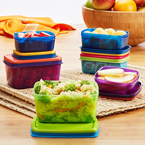 Fit & Fresh Kids' Healthy Lunch Set, 14-Piece Value Reusable Container Set with Removable Ice Packs, Leak-Proof, BPA-Free, Portion Control, Multicolor - style: Kids Healthy Lunch Set - 14 Piece
