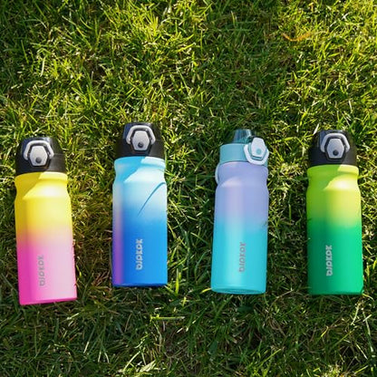 BJPKPK 18oz Insulated Water Bottle with Straw Stainless Steel Double Wall Water Bottles BPA Free Leak Proof Thermal Flask with Lockable Flip Lid and Soft Silicone Spout,Red - color: Red, size: 18 Ounces
