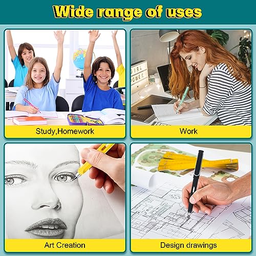 12Pack Forever Pencils for Kids Writing, Infinity Pencil Cute Inkless Everlasting Pencil with Eraser for Sketching (Black) - style: Black