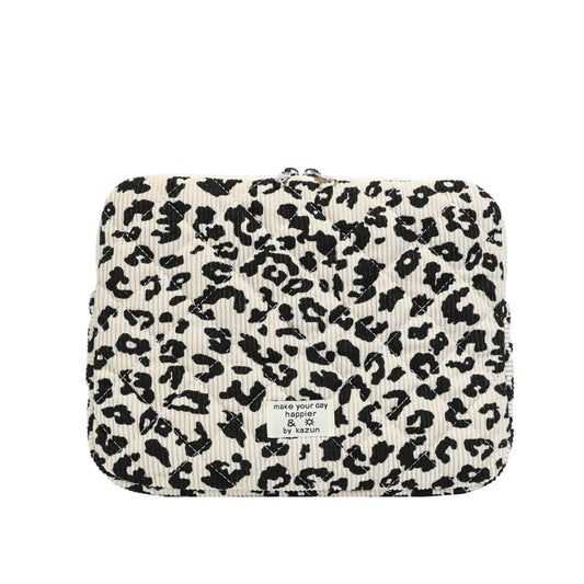 Leopard Print Laptop Sleeve for 13 Inch Mac-Book, Quilted Protective Soft Case, Cheetah Print Computer Cover Compatible with Air & Pro Models - color: Beige-Leopard