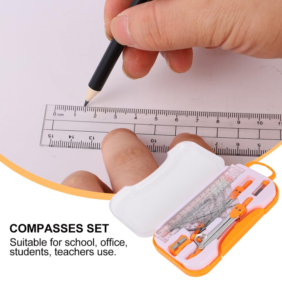 Artibetter Drawing Compasses Set 10pcs Geometry Ruler Kit Metal Math Tool for Students Exam Drawing and Geometry Supplies Random Color