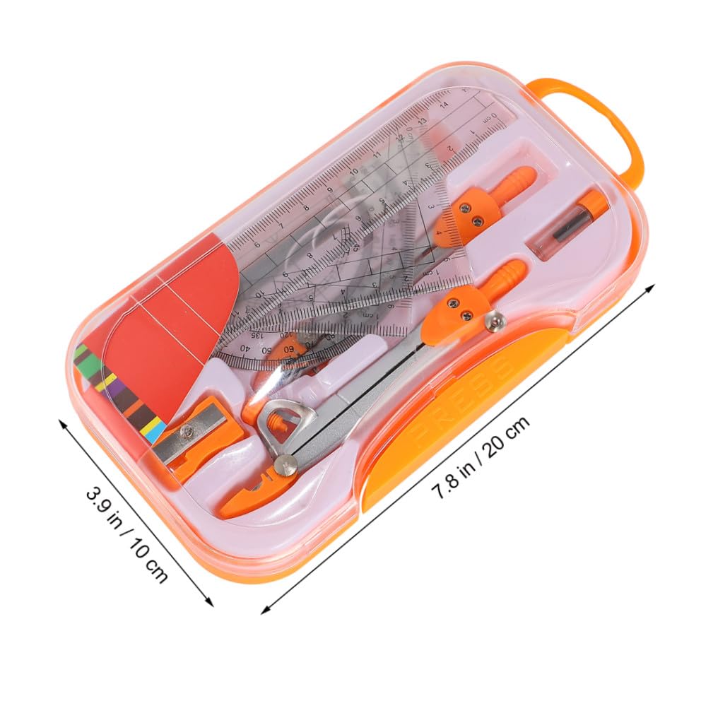 Metal Compasses Set with Drawing Ruler Tool and Geometry Ruler Set, 10pcs Math Drawing Kit for Students, Sturdy Metal Geometry Tools for School Exams and Drafting Random Color