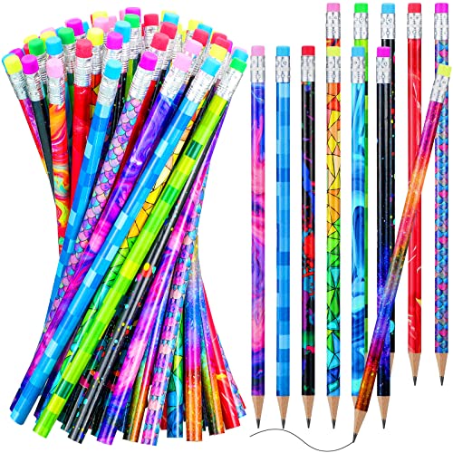 Chinco 25 Pcs Wooden Pencil with Eraser for Kids Colorful Pencils Bulk Writing Fun Assorted Novelty Kids Fun School Supplies for Classroom Gifts Teacher Student School Supplies (Classic Style) - style: Classic Style