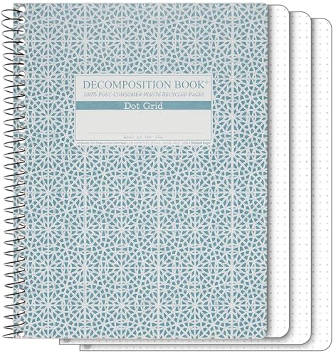Decomposition Mosaic Dot Grid Spiral Notebook - 9.75 x 7.5 Journal with 144 Dot Grid Pages - 100% Recycled Paper - Notebooks for School Supplies, Home & Office - Made in USA - color: Mosaic, style: Spiral-bound