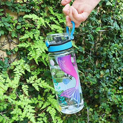 Cute Water Bottle for School Kids Girls, BPA FREE Tritan & Leak Proof & Easy Clean & Carry Handle, 23oz/ 680ml - Mermaid - color: Mermaid