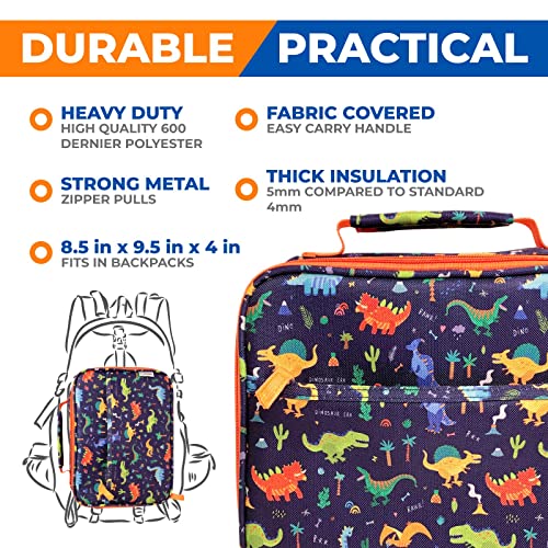 kinsho Bento Lunch Box with Insulated Bag, Water Bottle&Ice Pack Set for Kids Toddlers,5 Portion Sections, BPAFree Removable Tray, PreSchool Kid Toddler Daycare Lunches, Snack Container,Blue Dinosaur - color: Blue Dinosaur Set