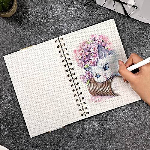 Yoment Graph Paper Spiral Notebook A5 Graphing Notebook 160 Pages Graph Paper Notebook Spiral Bound Waterproof Plastic Hardcover Spiral Journal 5x7 Grid Notebooks for Note Taking,Black - color: Black, style: A - Graph - A5