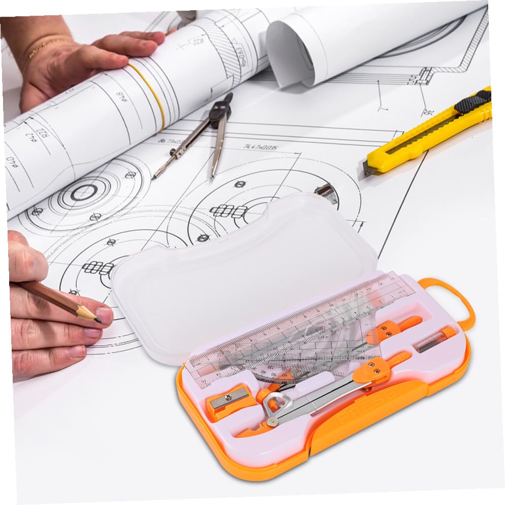MAGICLULU Metal Drawing Compass Set for Students, 10pcs Geometry Drawing Kit with Math Rulers and Compasses, Sturdy Metal Material, Suitable for School Exams and Drafting Random Color