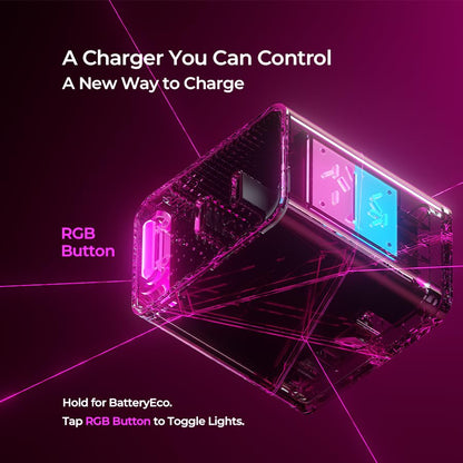 45W GaN Charger, Up to 48% Faster Two-Device Charging, Sustained 45W Dual USB-C Output, Foldable Plug with 360° RGB Status Light & One-Tap Control, for MacBook Air, iPhone 17/16/15, iPad - color: Stardust White