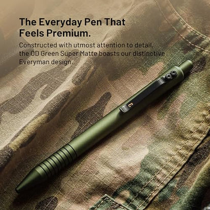 Everyman OD Green Grafton Super Matte Full Click Refillable Gel Pen | Durable EDC Writing Tool with Deep Grip | Smooth 0.7mm Ink Flow for Daily Use, Notes, Journaling, and Office Essentials - color: OD Green, style: Full Click