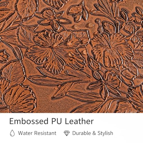 Kinmac Embossed PU Leather 360° Heavy Duty Protective Laptop Sleeve with Poacket (Coffee Flower, 14 inch-14.6 inch) - color: Coffee Flower, size: 14 inch-14.6 inch
