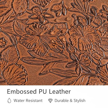 Kinmac Embossed PU Leather 360° Heavy Duty Protective Laptop Sleeve with Poacket (Coffee Flower, 14 inch-14.6 inch) - color: Coffee Flower, size: 14 inch-14.6 inch