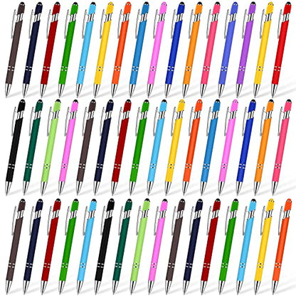 Konohan 100 Pieces Stylus Pen 2 in 1 Ballpoint Pen with Stylus Tip for Touch-Screen Phone Tablet, Touchscreen Devices