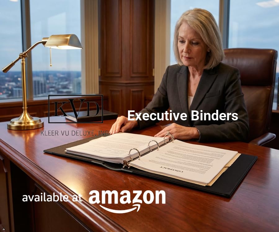 Executive Binder, English Leather 2 Tone with Stitching and Ribbed Spine, Heavy Duty 1.1/2 Inch 3 D-ring with Buster, Holds 350 8.5x 11 Sheets (Black) - size: 1 1/2 Inch