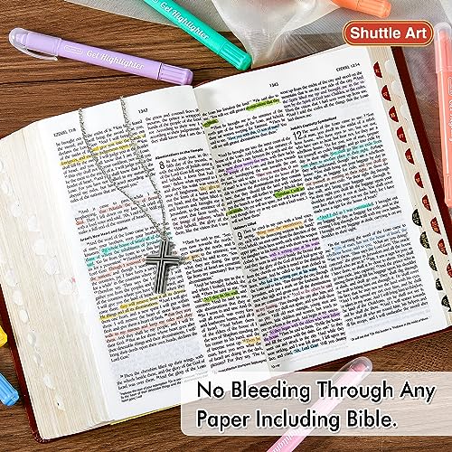 Shuttle Art Bible Highlighters and Pens No Bleed, 12 Pastel Colors Gel Highlighters No Bleed Through, Bible Journaling Supplies, Great for Journaling Highlighting and Studying - color: 12 Pastel Colors