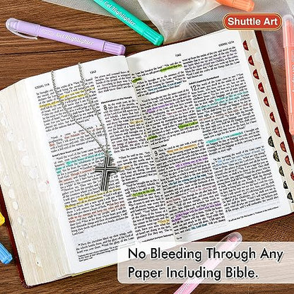 Shuttle Art Bible Highlighters and Pens No Bleed, 12 Pastel Colors Gel Highlighters No Bleed Through, Bible Journaling Supplies, Great for Journaling Highlighting and Studying - color: 12 Pastel Colors