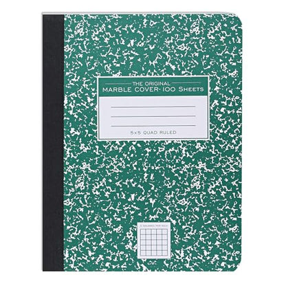 ROARING SPRING Hard Cover Composition Notebook, Green Marble Comp Book, 9.75″ x 7.5″, 5x5 Grid Graph Ruled, 100 Sheets (200 Pages)