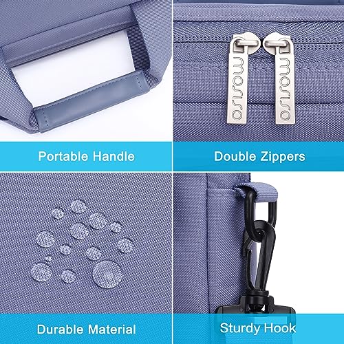 MOSISO Laptop Shoulder Bag 15.6 inch, 15-15.6 inch Computer Bag | Compatible with MacBook Pro 16 inch, HP, Dell, Lenovo with 2 Raised&1 Flapover&1 Horizontal Pocket&Handle&Belt, Lavender Gray - color: Lavender Gray, size: 16 inch