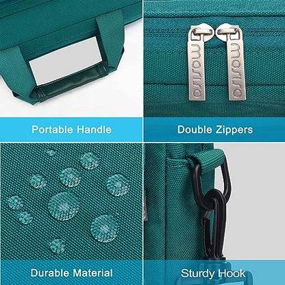 MOSISO Laptop Shoulder Bag 15.6 inch, 15-15.6 inch Computer Bag | Compatible with MacBook Pro 16 inch, HP, Dell, Lenovo with 2 Raised&1 Flapover&1 Horizontal Pocket&Handle&Belt, Teal Green - color: Teal Green, size: 16 inch