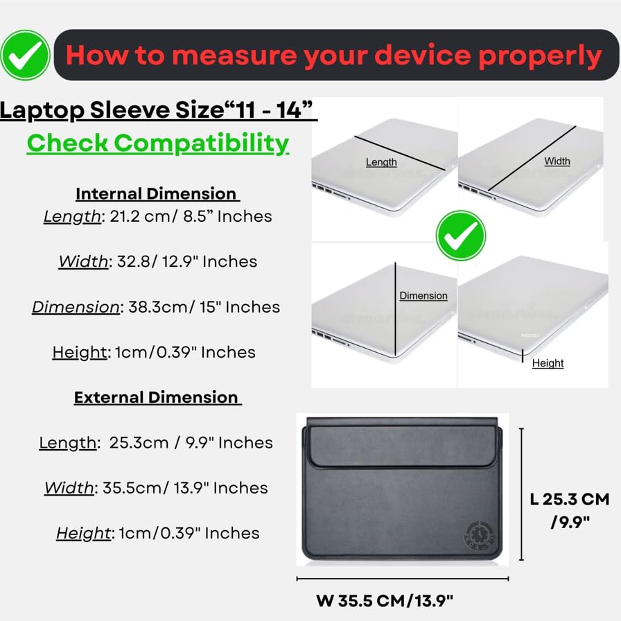 Black Universal Laptop Sleeve 11-13.3 Inch ONLY MacBook Air Pro 13" HP Envy Spectre x360 ASUS VivoBook Chromebook Flip Acer Spin 3 Lenovo IdeaPad Slim Students, Not for 14-16” - color: Black, size: Size Small-Med 11-13.3 inch