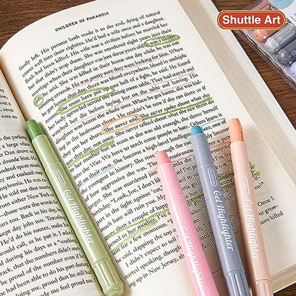Shuttle Art Bible Highlighters and Pens No Bleed, 12 Mild Colors Gel Highlighters No Bleed Through, Bible Journaling Supplies, Great for Journaling Highlighting and Studying - color: 12 Mild Colors