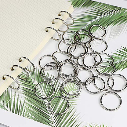 Binder Rings 1 Inch 100 pcs-Sturdy Book Rings-Loose Leaf Binder Ring for Index Cards Flashcards and Paper-Nickel Plated Metal Rings for Office School Supplies-Heavy Duty Silver Paper Rings