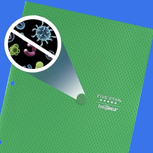 Five Star DuraShield Antimicrobial 2 Pocket Stay-Put Plastic Folders, 4 Pack, Holds 11" x 8-1/2", Color May Vary (330010) - size: 2-Pocket Folders, style: Folder