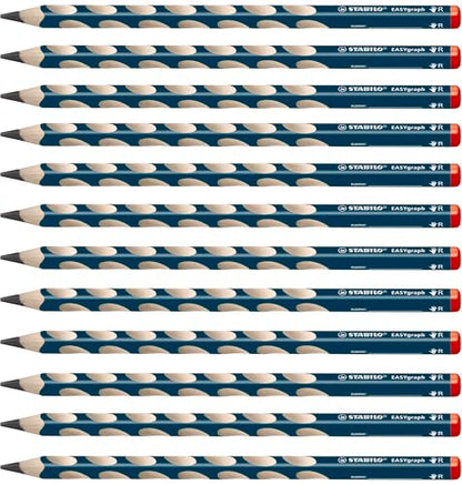 Handwriting Pencil - STABILO EASYgraph HB Petrol Right Handed Box of 12 - color: Blue, style: Right