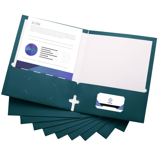 10 Pack Two Pocket Folders, Teal, Strong Thick Paper Folders, for Letter Size, by ACTIVITYya - color: Teal