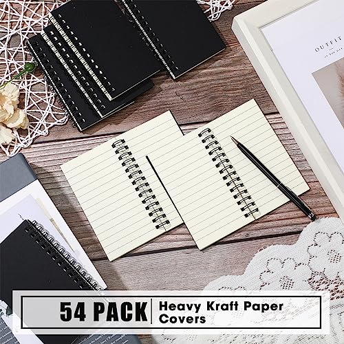 Jutom 54 Pcs Small Spiral Notebooks Memo Pads 3x5 Bulk Small Pocket Notepads Back to School Supplies Mini Notebook with Lined Mini Journals for Office & Work, 120 Pages (Black) - color: Black