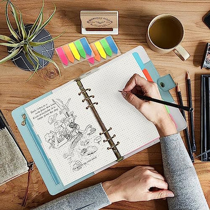 A5 6 Holes Binder Refill Value Set, 90 Sheets Dotted Planner Insert, 5 Sheets Binder Divider Paper, Today Bookmark Ruler With Inch Scale, Translucent Zippered Bag, Pvc Card Bag, 160Pcs Colorful Index - color: Dot Paper Set, size: A5