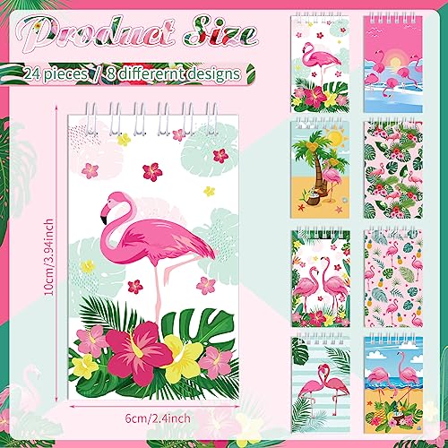 Faccito 24 Pcs Flamingo Party Favors Summer Mini Notepads Hawaii Pocket Notepads Tropical Spiral Luau Tiny Memo Notes for Birthday Party Supplies School Student Teacher Classroom Reward