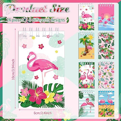 Faccito 24 Pcs Flamingo Party Favors Summer Mini Notepads Hawaii Pocket Notepads Tropical Spiral Luau Tiny Memo Notes for Birthday Party Supplies School Student Teacher Classroom Reward