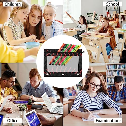 Kcldeci Pencil Pouch for 3 Ring Binder, Baseball Pattern Black 2 Pack Binder Pencil Pouch with Clear Window Pencil Bags with Zipper Pencil Case for Binder - color: A03