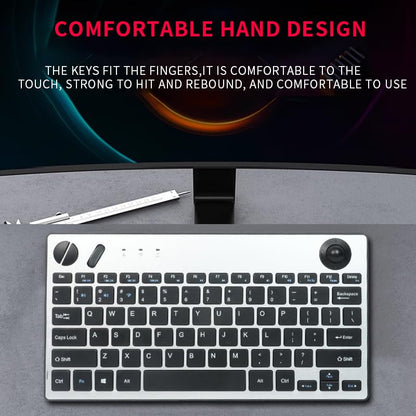 JOMAA 78 Keys Dual Mode Wireless Trackball Keyboard, Bluetooth 5.0 & 2.4G Wireless Keyboard with 19mm Trackball for Windows Mac iOS Android Computer Tablet Desktop