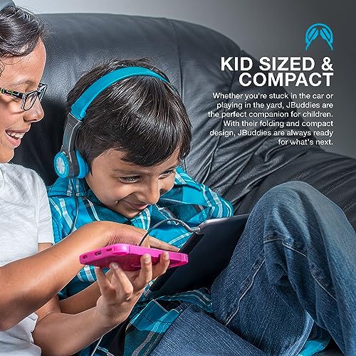 JLab JBuddies Folding Kids Wired Headphones with Volume limiting and Noise Isolation, Gray/Blue - color: Blue/Gray, style: Folding