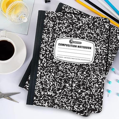 Rosmonde 2000 Pack (Pallet) Composition Notebooks Bulk, College Ruled, Full Pallet of Notebooks, 100 Sheets (200 Pages), 9-3/4 x 7-1/2, Bulk Notebooks for School, College & Office, 4-7 Days Transit - size: 2000 Pack, style: Black Marble